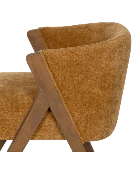 Fauteuil de table Cabriolet bouclette en Tissu Jaune ocre Bouclé Bois de bouleau Naturel Tossa - 7