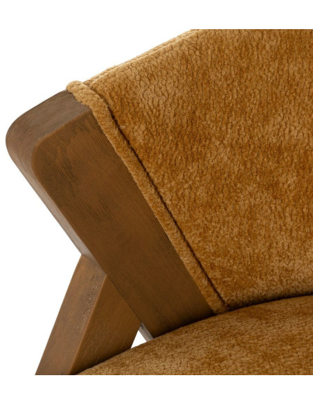 Fauteuil de table Cabriolet bouclette en Tissu Jaune ocre Bouclé Bois de bouleau Naturel Tossa - 8