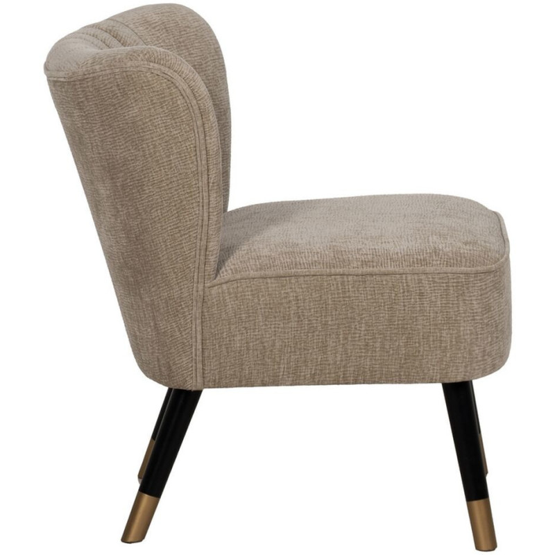 Fauteuil moderne bas en Tissu Beige Bois Noir Doré Altea - 3