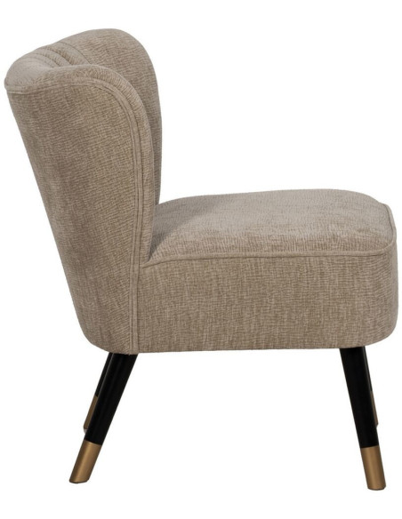 Fauteuil moderne bas en Tissu Beige Bois Noir Doré Altea - 3