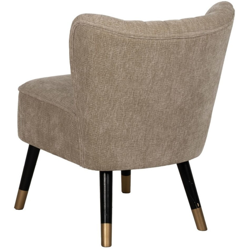 Fauteuil moderne bas en Tissu Beige Bois Noir Doré Altea - 4