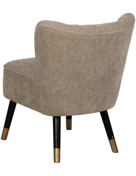 Fauteuil moderne bas en Tissu Beige Bois Noir Doré Altea - 4