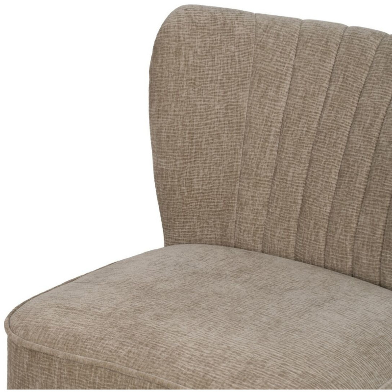 Fauteuil moderne bas en Tissu Beige Bois Noir Doré Altea - 6