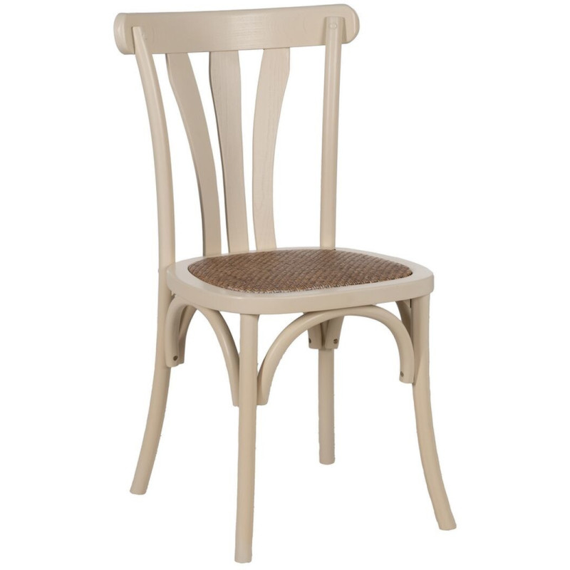 Chaise Bistrot vintage en Bois d'orme Blanc crème Rotin Naturel Cazorla - 1