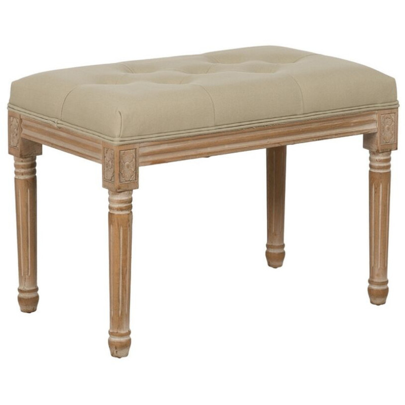 Petite Banquette vintage 1 place en Tissu Beige Capitonné Bois d'hévéa Naturel Astorga - 1
