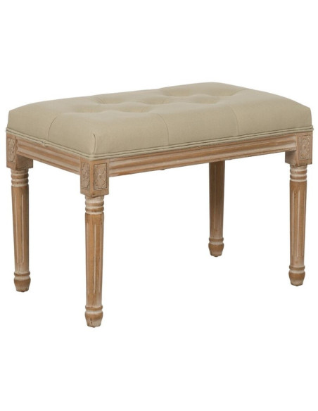 Petite Banquette vintage 1 place en Tissu Beige Capitonné Bois d'hévéa Naturel Astorga - 1