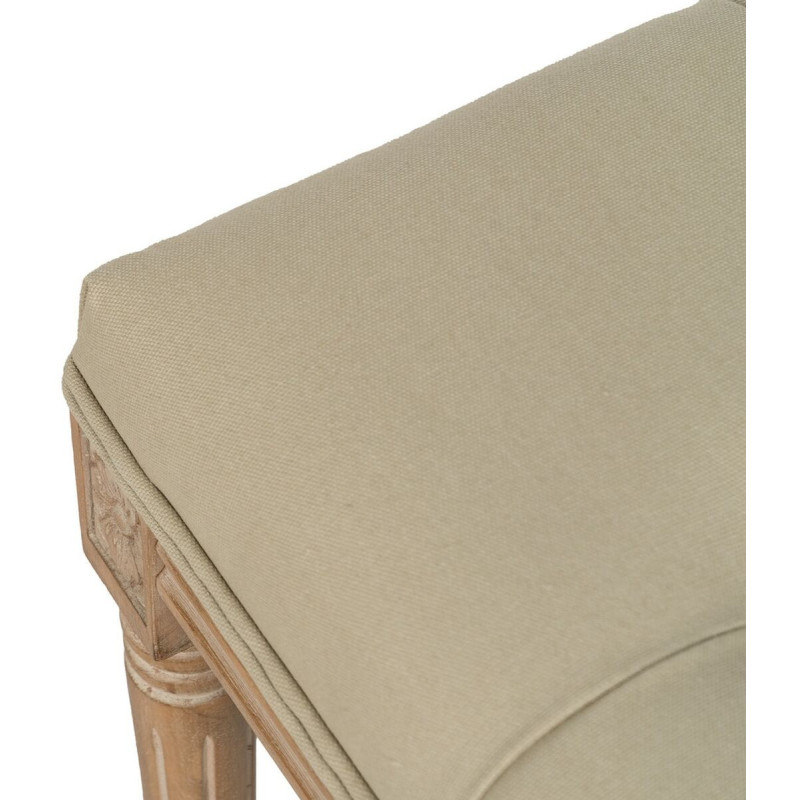 Petite Banquette vintage 1 place en Tissu Beige Capitonné Bois d'hévéa Naturel Astorga - 3