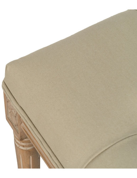Petite Banquette vintage 1 place en Tissu Beige Capitonné Bois d'hévéa Naturel Astorga - 3