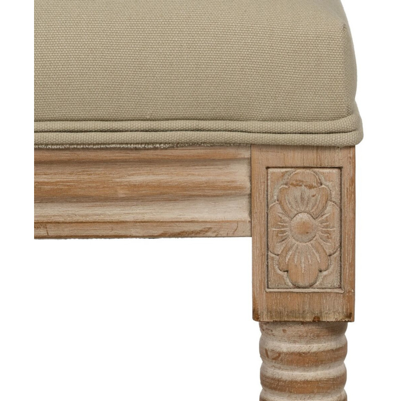 Petite Banquette vintage 1 place en Tissu Beige Capitonné Bois d'hévéa Naturel Astorga - 5