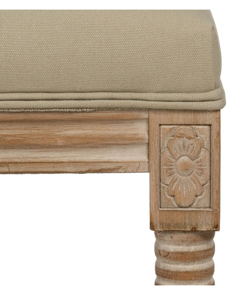 Petite Banquette vintage 1 place en Tissu Beige Capitonné Bois d'hévéa Naturel Astorga - 5
