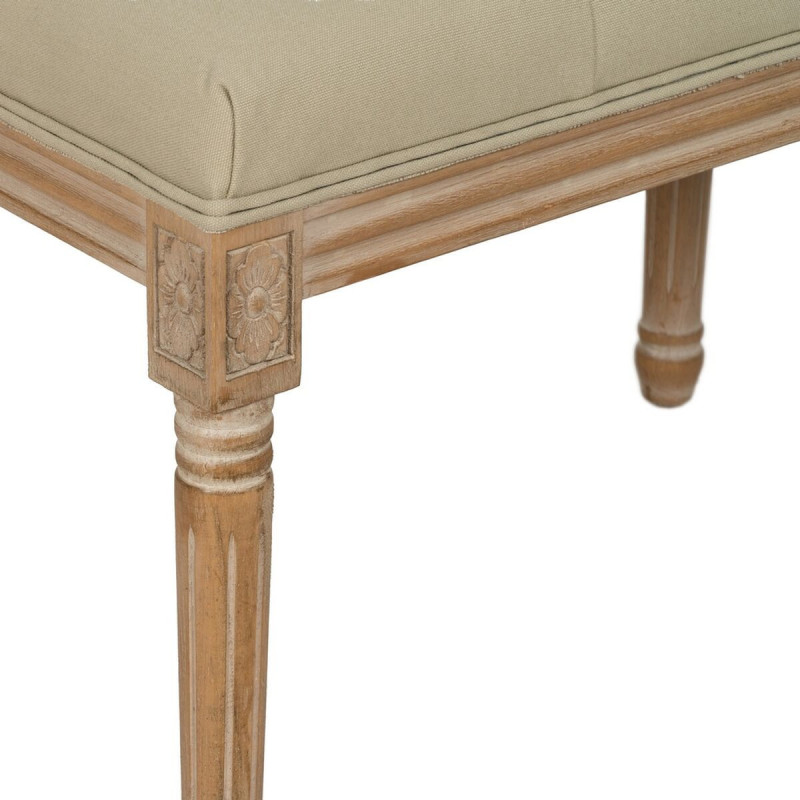 Petite Banquette vintage 1 place en Tissu Beige Capitonné Bois d'hévéa Naturel Astorga - 6