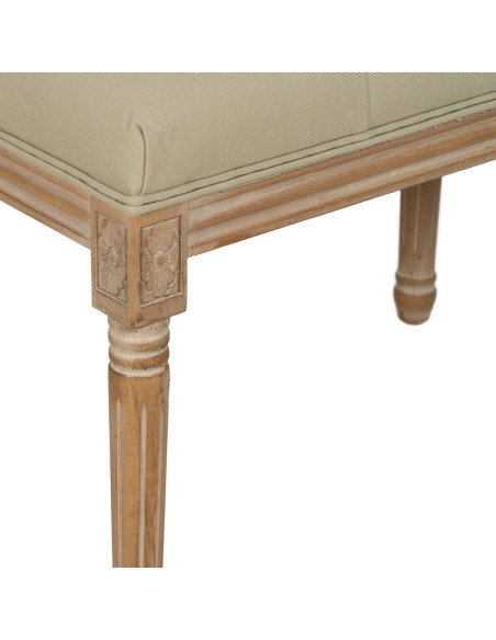 Petite Banquette vintage 1 place en Tissu Beige Capitonné Bois d'hévéa Naturel Astorga - 6
