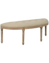 Grande Banquette demi lune 2 places en Tissu Beige Capitonné Bois d'hévéa Naturel Taramundi - 1