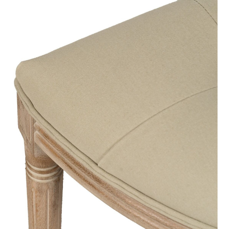 Grande Banquette demi lune 2 places en Tissu Beige Capitonné Bois d'hévéa Naturel Taramundi - 3