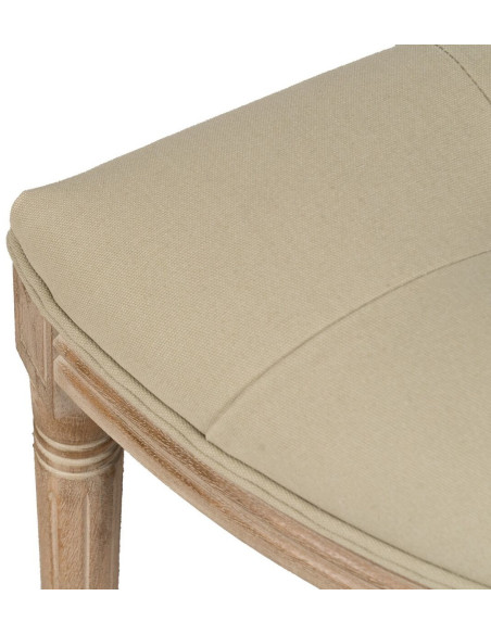 Grande Banquette demi lune 2 places en Tissu Beige Capitonné Bois d'hévéa Naturel Taramundi - 3