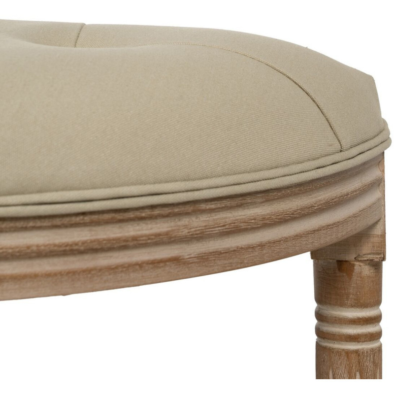 Grande Banquette demi lune 2 places en Tissu Beige Capitonné Bois d'hévéa Naturel Taramundi - 5