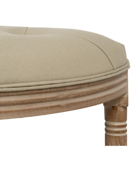 Grande Banquette demi lune 2 places en Tissu Beige Capitonné Bois d'hévéa Naturel Taramundi - 5