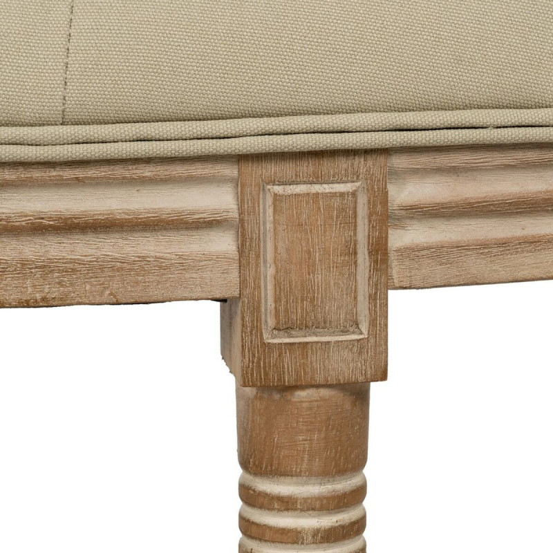 Grande Banquette demi lune 2 places en Tissu Beige Capitonné Bois d'hévéa Naturel Taramundi - 6