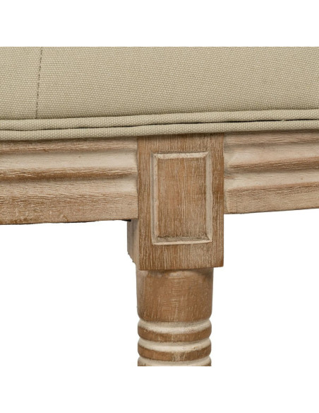 Grande Banquette demi lune 2 places en Tissu Beige Capitonné Bois d'hévéa Naturel Taramundi - 6