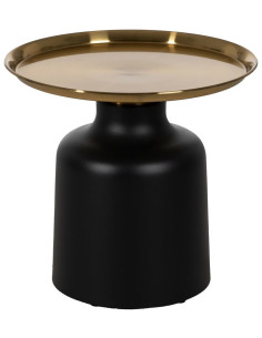 Table d'appoint moderne chic Ronde en Métal Noir Doré Begur - 1