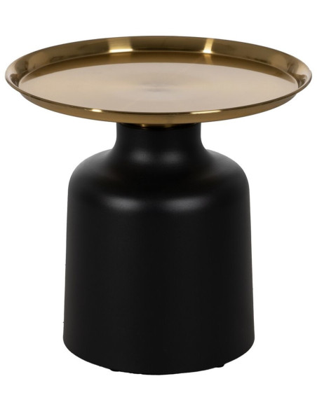 Table d'appoint moderne chic Ronde en Métal Noir Doré Begur - 1