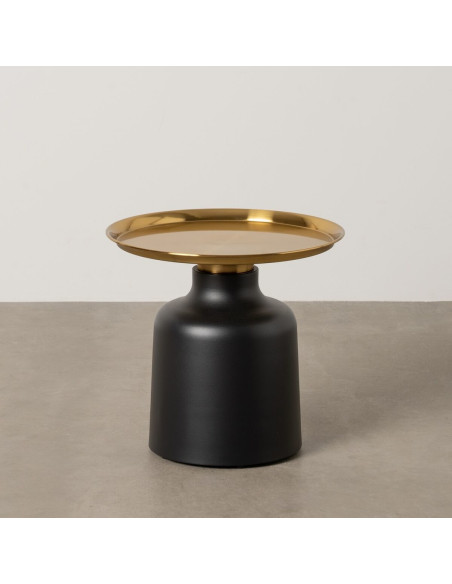 Table d'appoint moderne chic Ronde en Métal Noir Doré Begur - 2