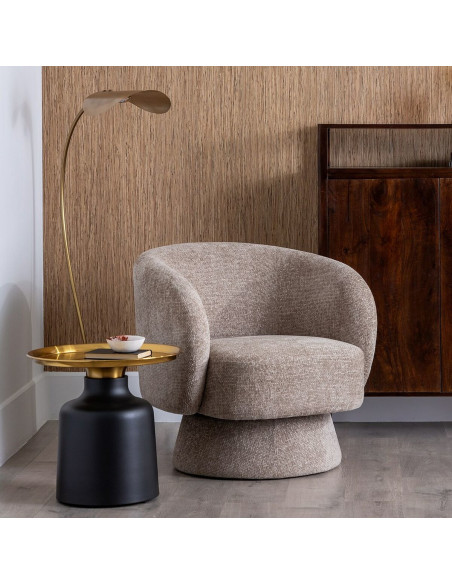 Table d'appoint moderne chic Ronde en Métal Noir Doré Begur - 3