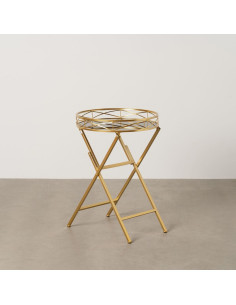 Table d'appoint moderne chic Ronde en Métal Doré Verre Noir Calpe - 2