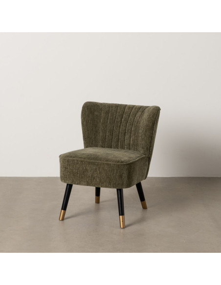 Fauteuil moderne bas en Tissu Vert Bois Noir Doré Altea - 2