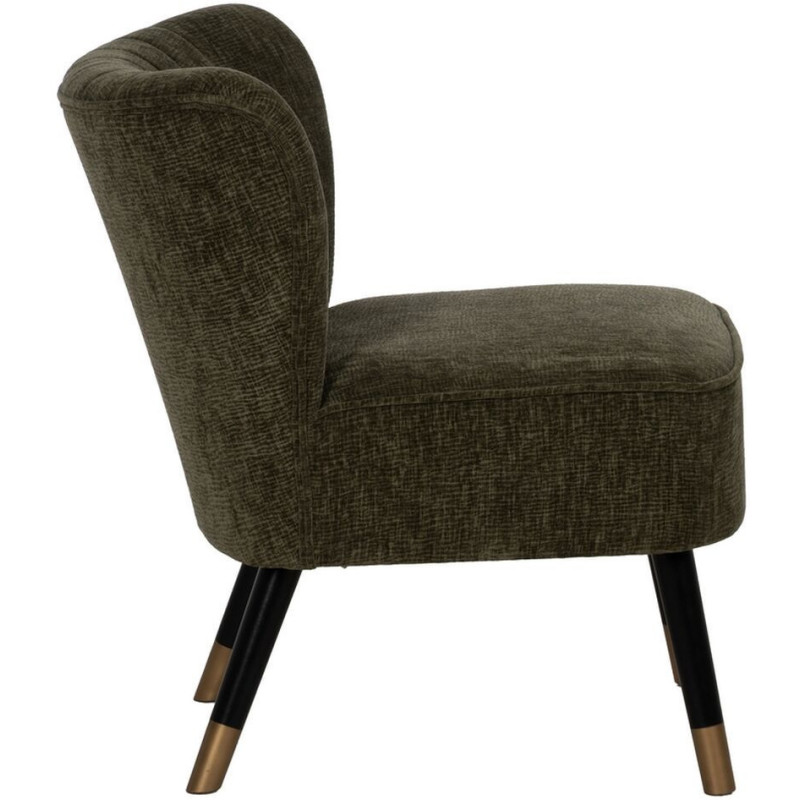 Fauteuil moderne bas en Tissu Vert Bois Noir Doré Altea - 3