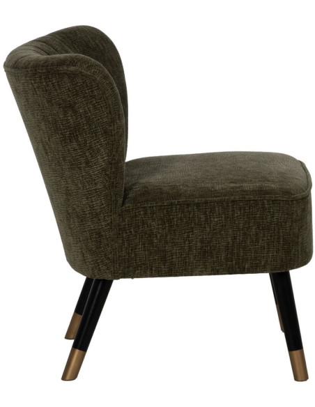 Fauteuil moderne bas en Tissu Vert Bois Noir Doré Altea - 3