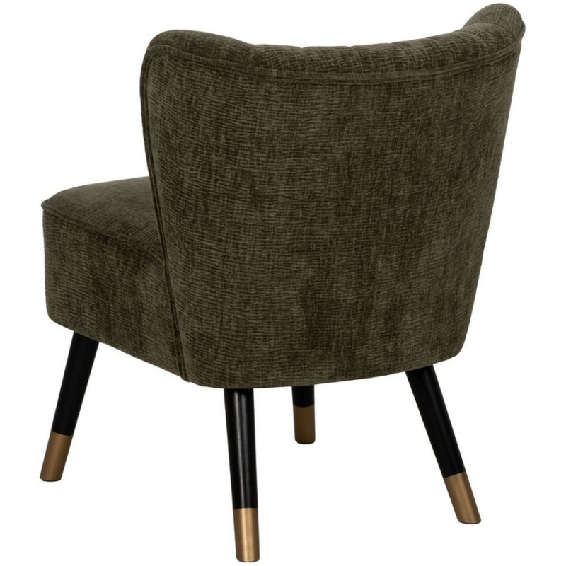Fauteuil moderne bas en Tissu Vert Bois Noir Doré Altea - 4