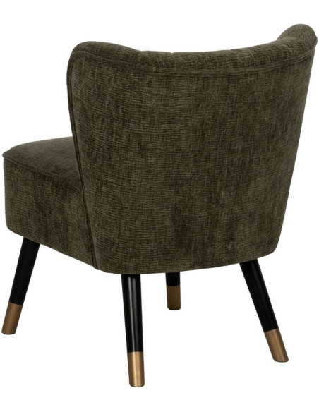 Fauteuil moderne bas en Tissu Vert Bois Noir Doré Altea - 4