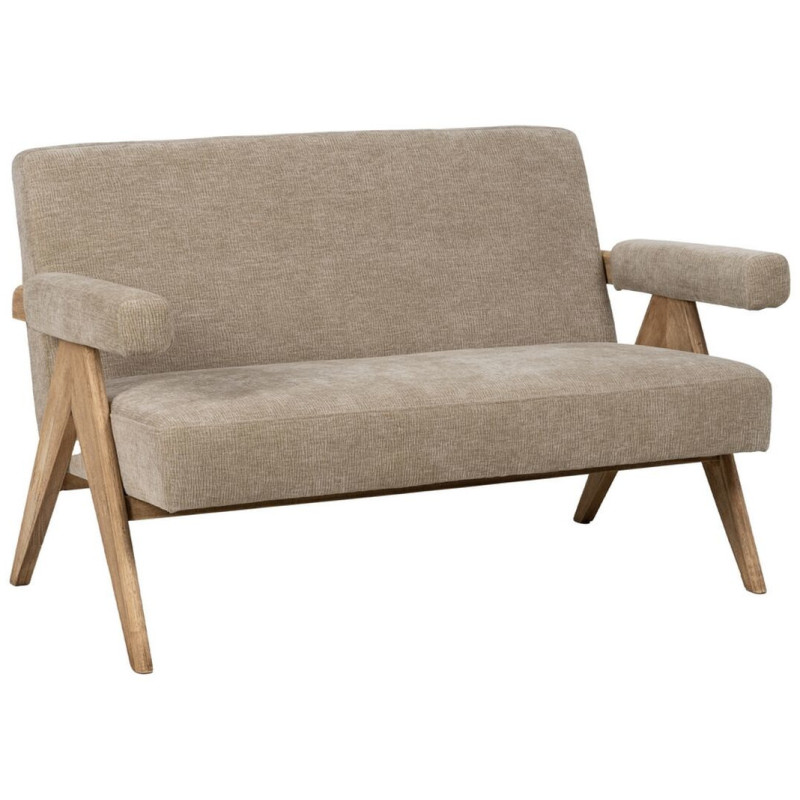 Canapé moderne chic Droit 2 places en Tissu Beige Bois Naturel Tudela - 1