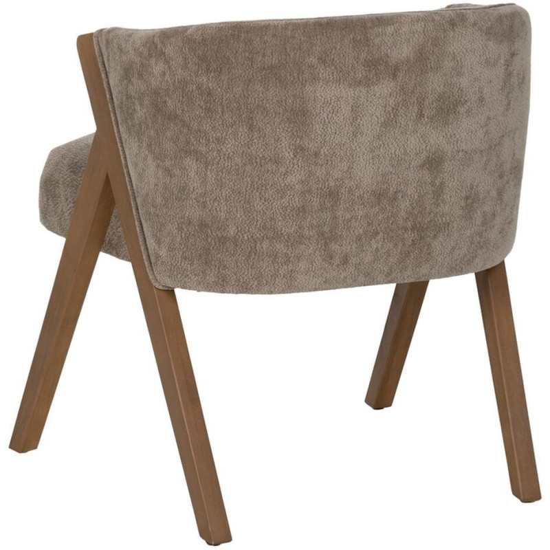 Fauteuil de table Cabriolet bouclette en Tissu Taupe Bouclé Bois de bouleau Naturel Tossa - 4