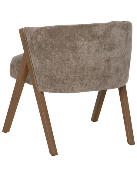 Fauteuil de table Cabriolet bouclette en Tissu Taupe Bouclé Bois de bouleau Naturel Tossa - 4
