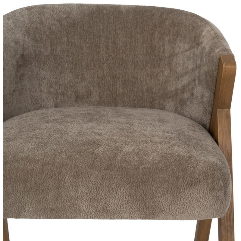 Fauteuil de table Cabriolet bouclette en Tissu Taupe Bouclé Bois de bouleau Naturel Tossa - 5