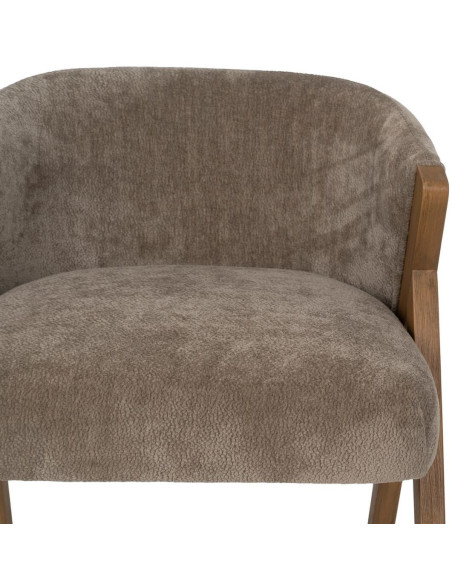 Fauteuil de table Cabriolet bouclette en Tissu Taupe Bouclé Bois de bouleau Naturel Tossa - 5