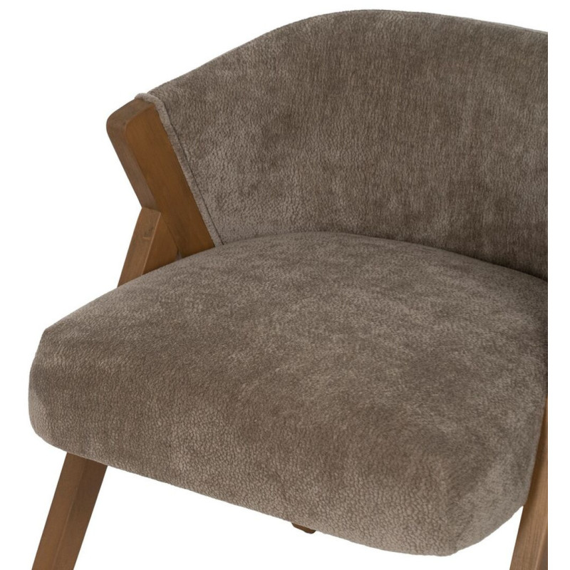 Fauteuil de table Cabriolet bouclette en Tissu Taupe Bouclé Bois de bouleau Naturel Tossa - 6