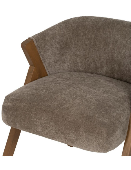 Fauteuil de table Cabriolet bouclette en Tissu Taupe Bouclé Bois de bouleau Naturel Tossa - 6
