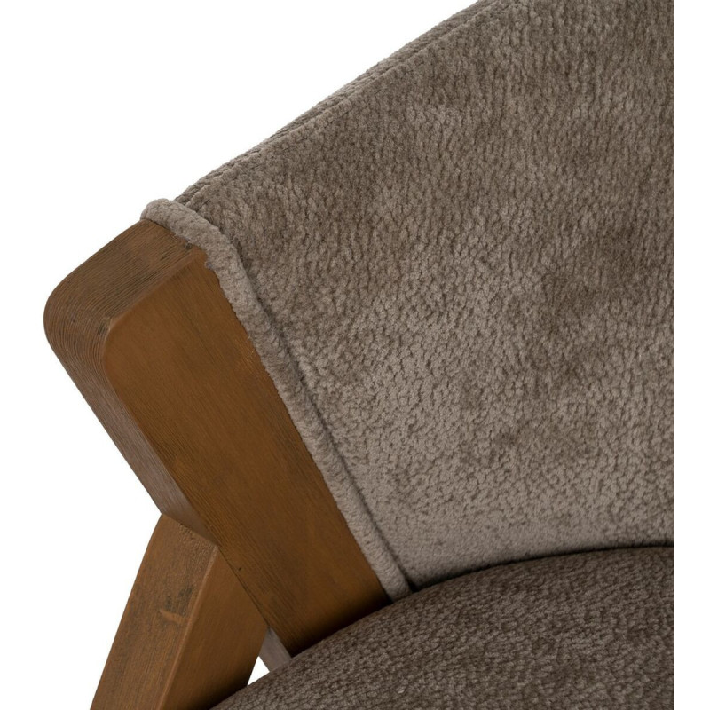 Fauteuil de table Cabriolet bouclette en Tissu Taupe Bouclé Bois de bouleau Naturel Tossa - 8