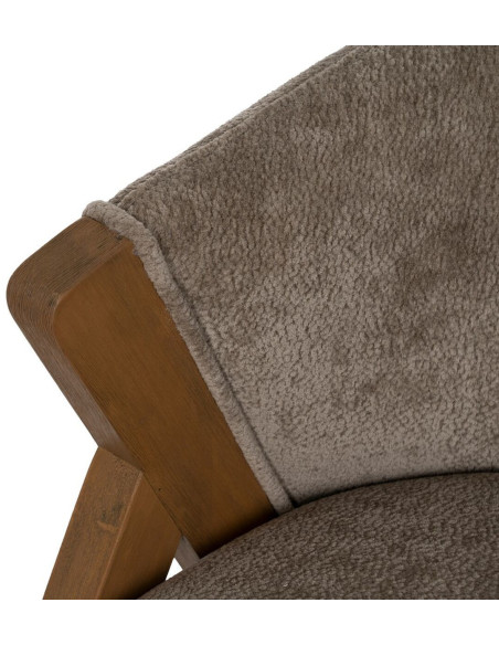 Fauteuil de table Cabriolet bouclette en Tissu Taupe Bouclé Bois de bouleau Naturel Tossa - 8