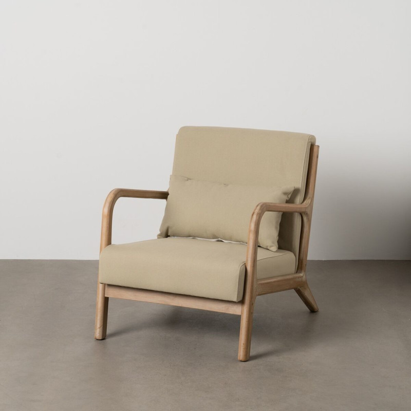 Fauteuil moderne en Tissu Beige Bois d'hévéa Naturel Albarracin - 2