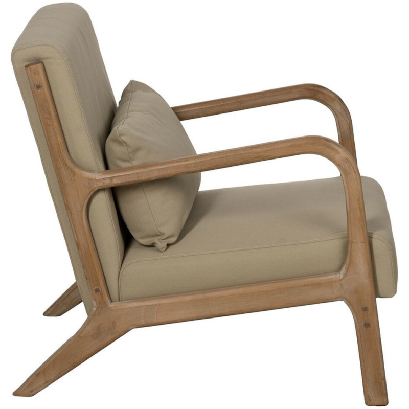 Fauteuil moderne en Tissu Beige Bois d'hévéa Naturel Albarracin - 3
