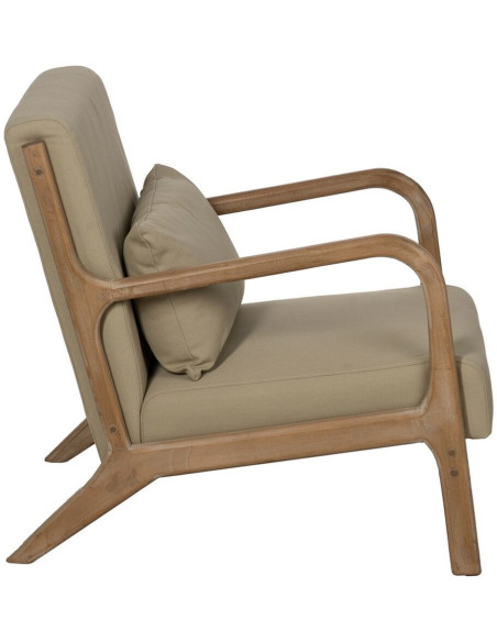 Fauteuil moderne en Tissu Beige Bois d'hévéa Naturel Albarracin - 3