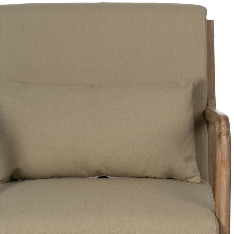 Fauteuil moderne en Tissu Beige Bois d'hévéa Naturel Albarracin - 5