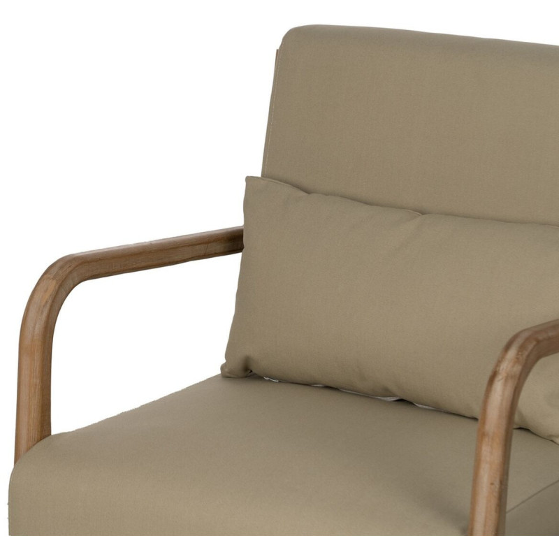 Fauteuil moderne en Tissu Beige Bois d'hévéa Naturel Albarracin - 6