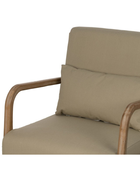 Fauteuil moderne en Tissu Beige Bois d'hévéa Naturel Albarracin - 6