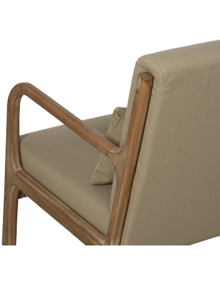 Fauteuil moderne en Tissu Beige Bois d'hévéa Naturel Albarracin - 7