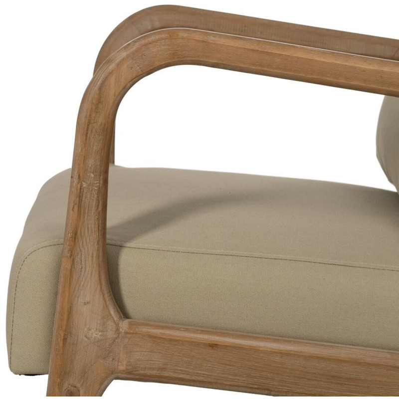 Fauteuil moderne en Tissu Beige Bois d'hévéa Naturel Albarracin - 8